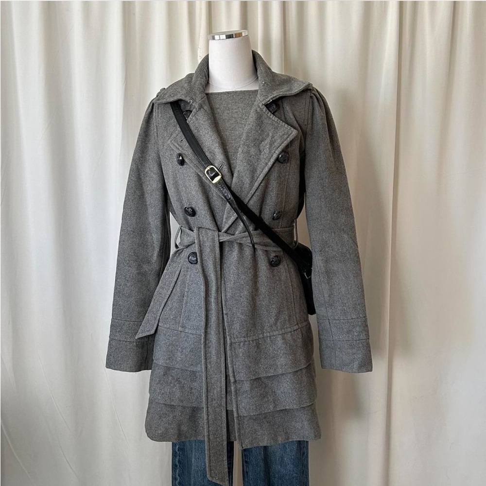 Express double-breasted Wool blend Grey Pea coat size Medium - Picture 3 of 8